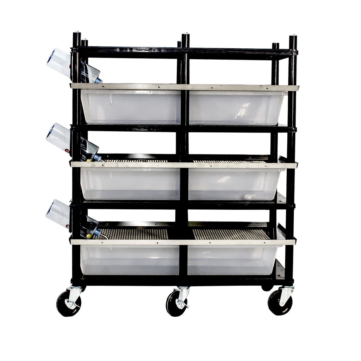 Vision Products 3 level rodent breeding rack for V-70 tubs - side