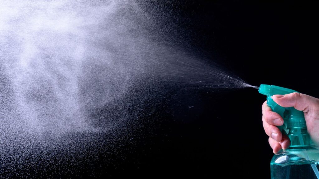 misting with a spray bottle