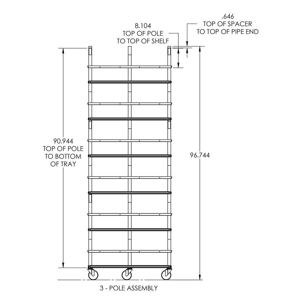 Vision Slotted Stainless Steel Reptile Versa-Rack - High Profile Lighting - 6 Levels Height Dimensions