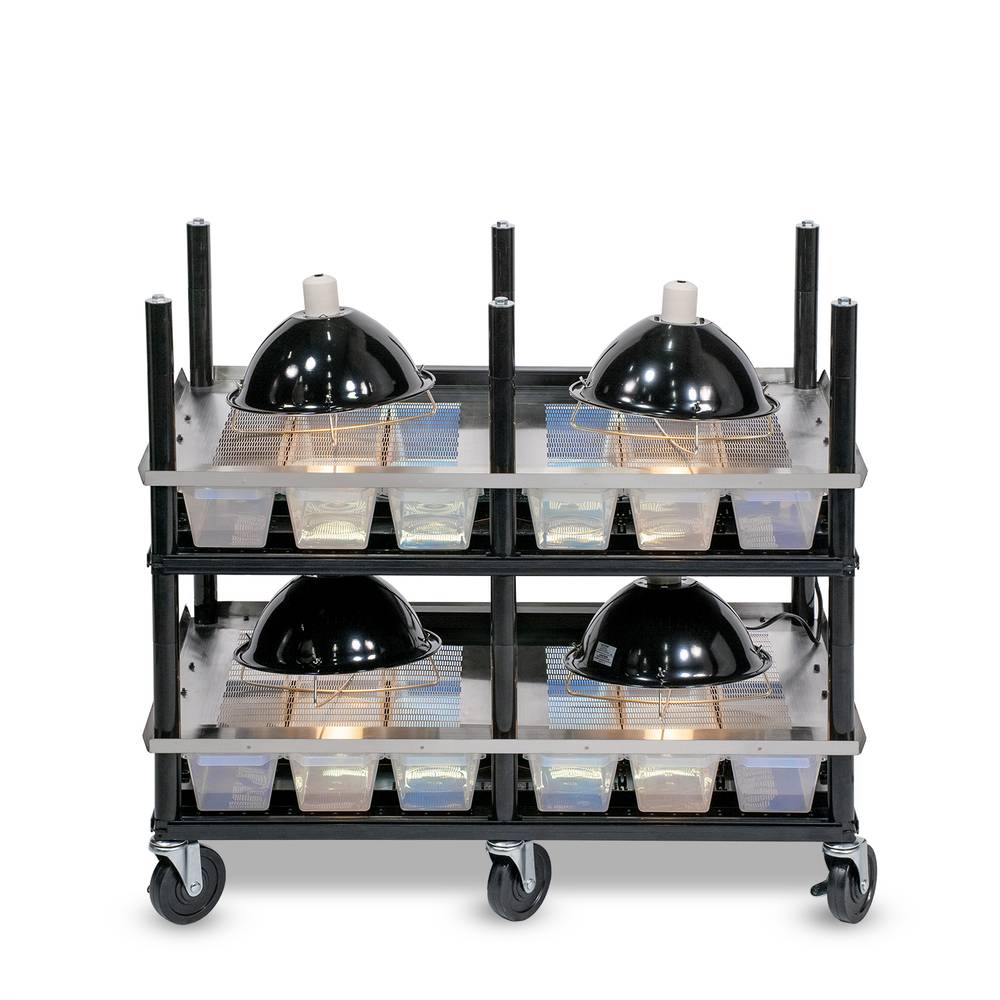 Vision Slotted Stainless Steel Reptile Versa-Rack - High Profile Lighting - 2 Levels V15 Tubs