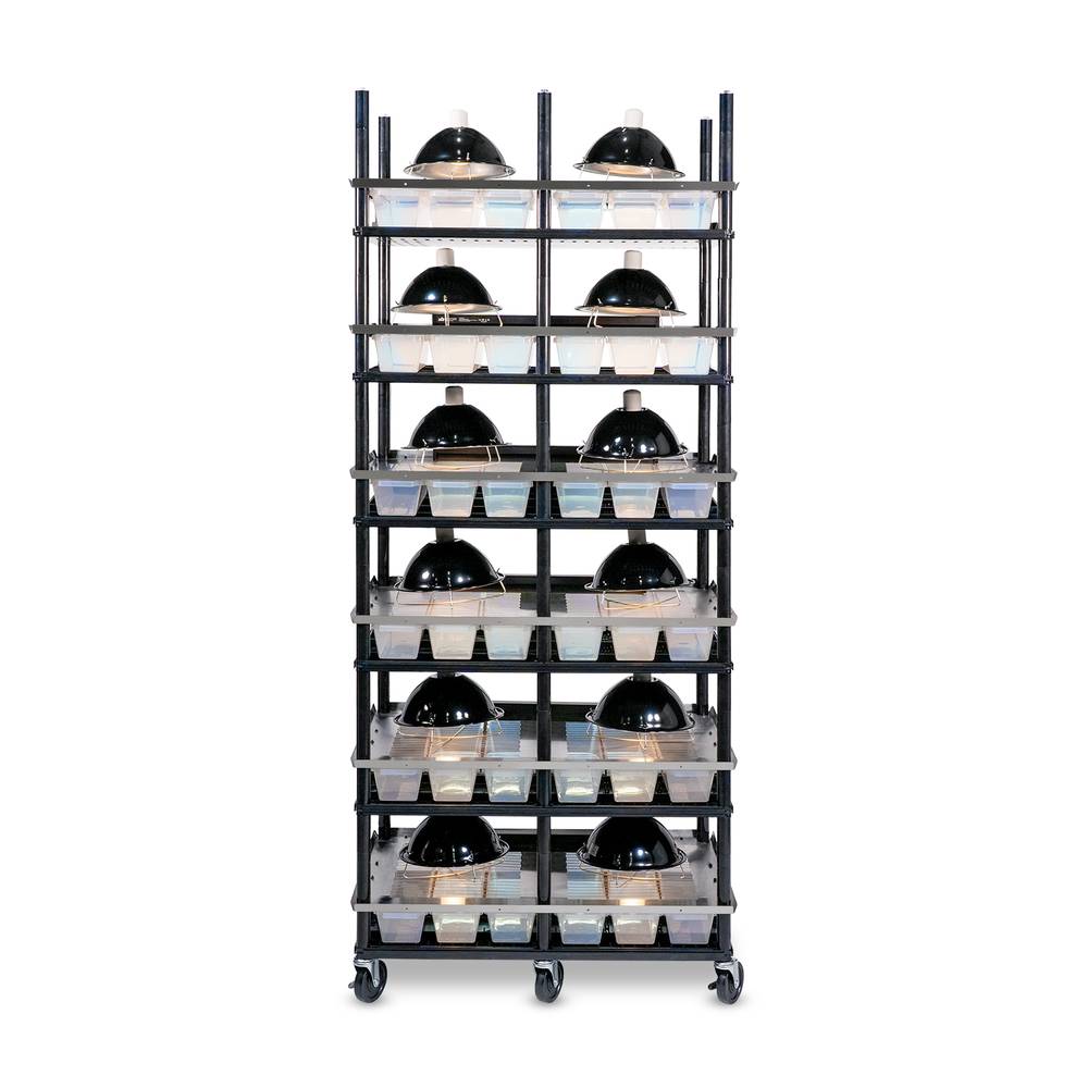 Vision Slotted Stainless Steel Reptile Versa-Rack - High Profile Lighting - 6 Levels V15 Tubs