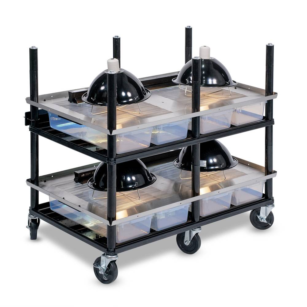 Vision Slotted Stainless Steel Reptile Versa-Rack - Low Profile Lighting - 2 Levels with V18 Tubs