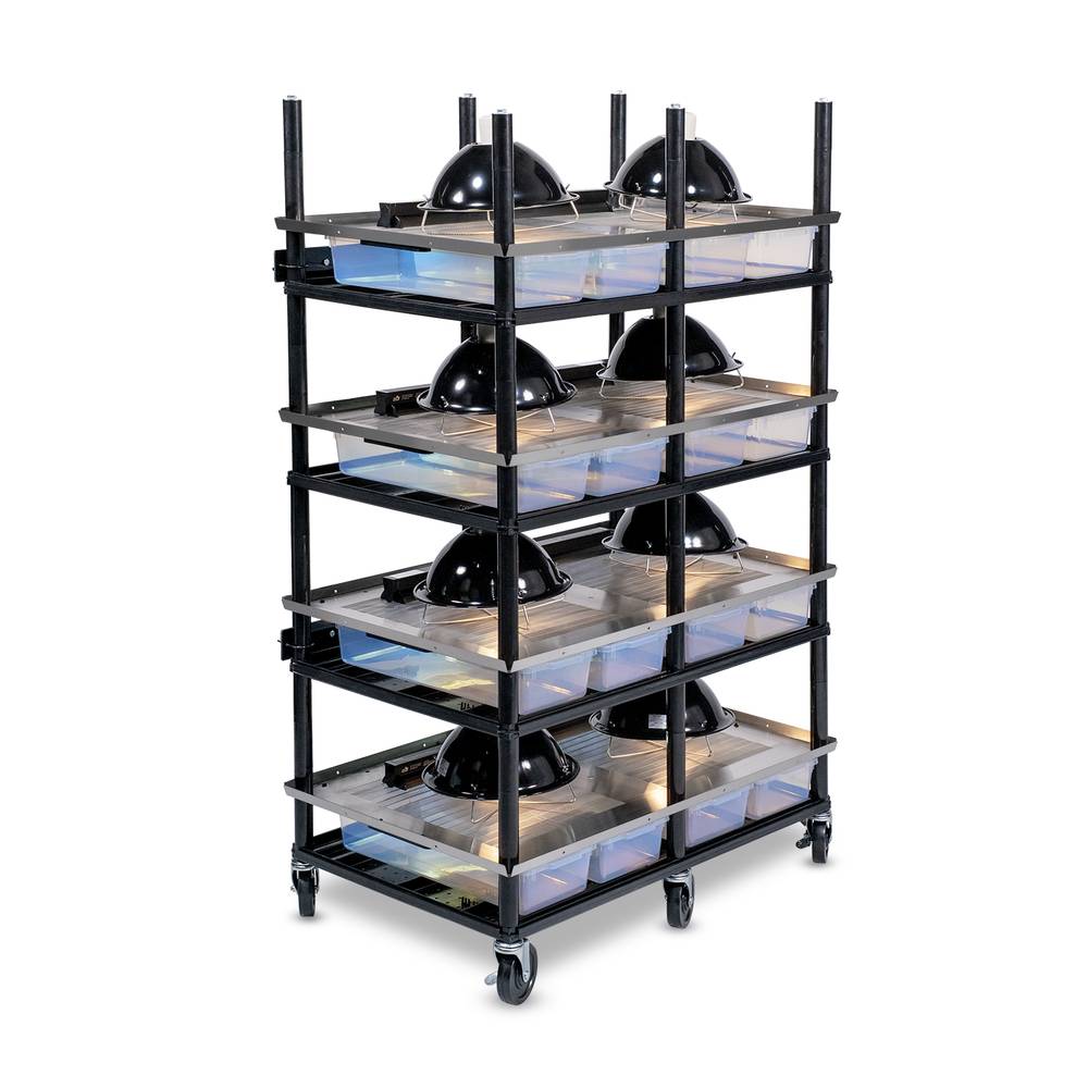 Vision Slotted Stainless Steel Reptile Versa-Rack - Low Profile Lighting - 4 Levels with V18 Tubs