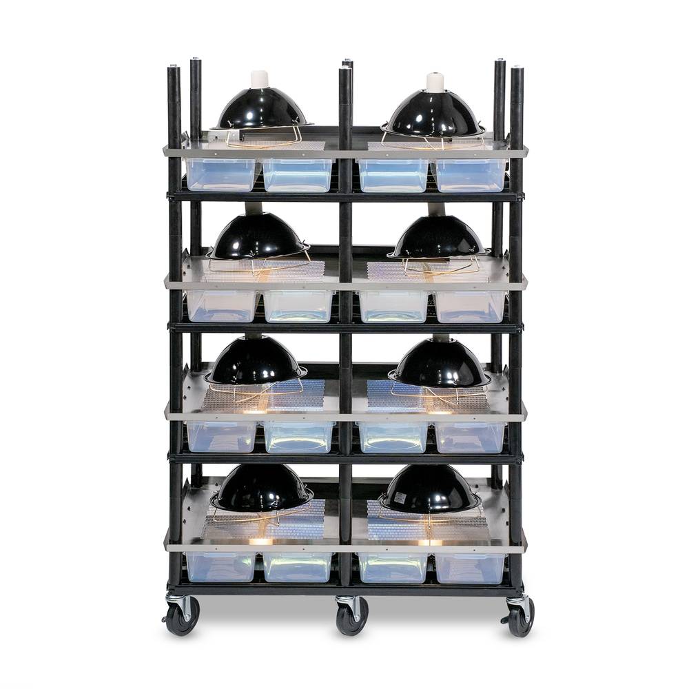 Vision Slotted Stainless Steel Reptile Versa-Rack - High Profile Lighting - 4 Levels V18 Tubs