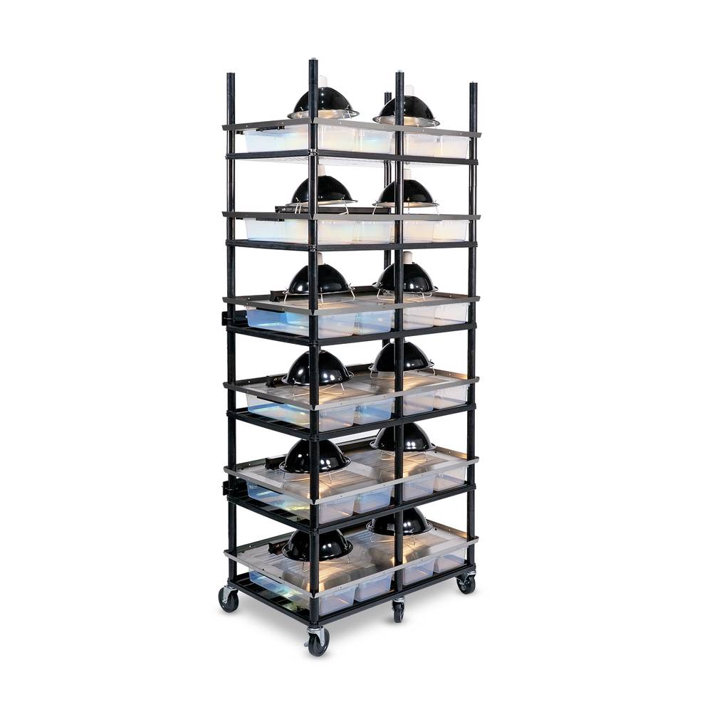 Vision Slotted Stainless Steel Reptile Versa-Rack - Low Profile Lighting - 6 Levels with V18 Tubs