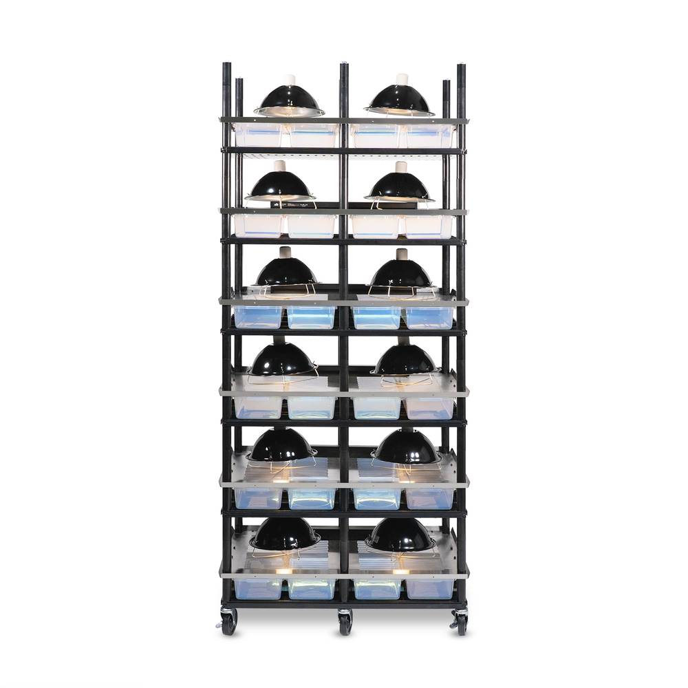 Vision Slotted Stainless Steel Reptile Versa-Rack - High Profile Lighting - 6 Levels V18 Tubs