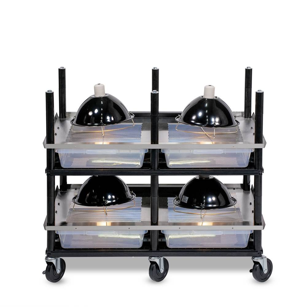 Vision Slotted Stainless Steel Reptile Versa-Rack - High Profile Lighting - 2 Levels V35S Tubs