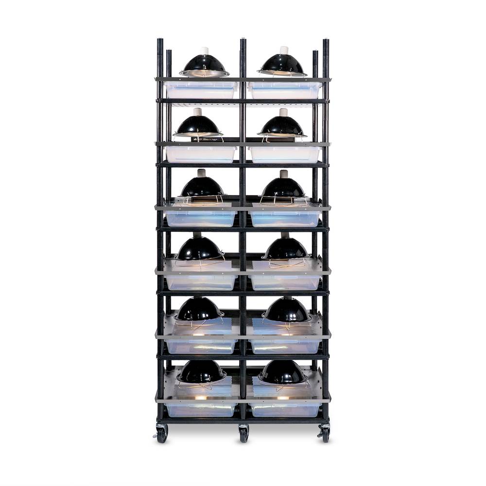 Vision Slotted Stainless Steel Reptile Versa-Rack - High Profile Lighting - 6 Levels V35S Tubs