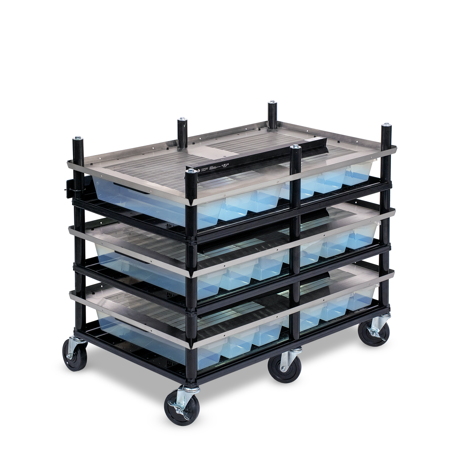 Vision Slotted Stainless Steel Reptile Versa-Rack - Low Profile Lighting - 3 Levels V15 Tubs