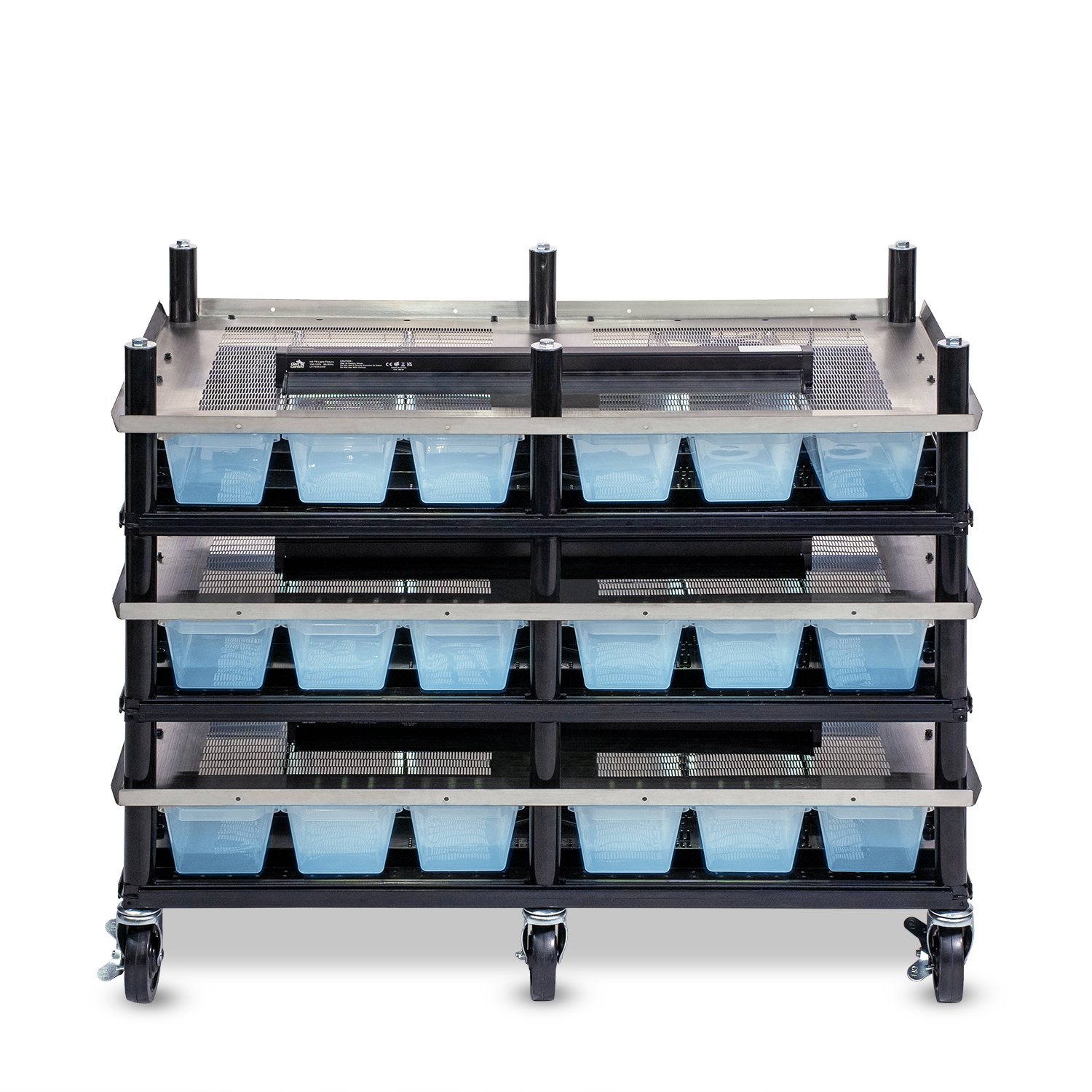 Vision Slotted Stainless Steel Reptile Versa-Rack - Low Profile Lighting - 3 Levels V15 Tubs