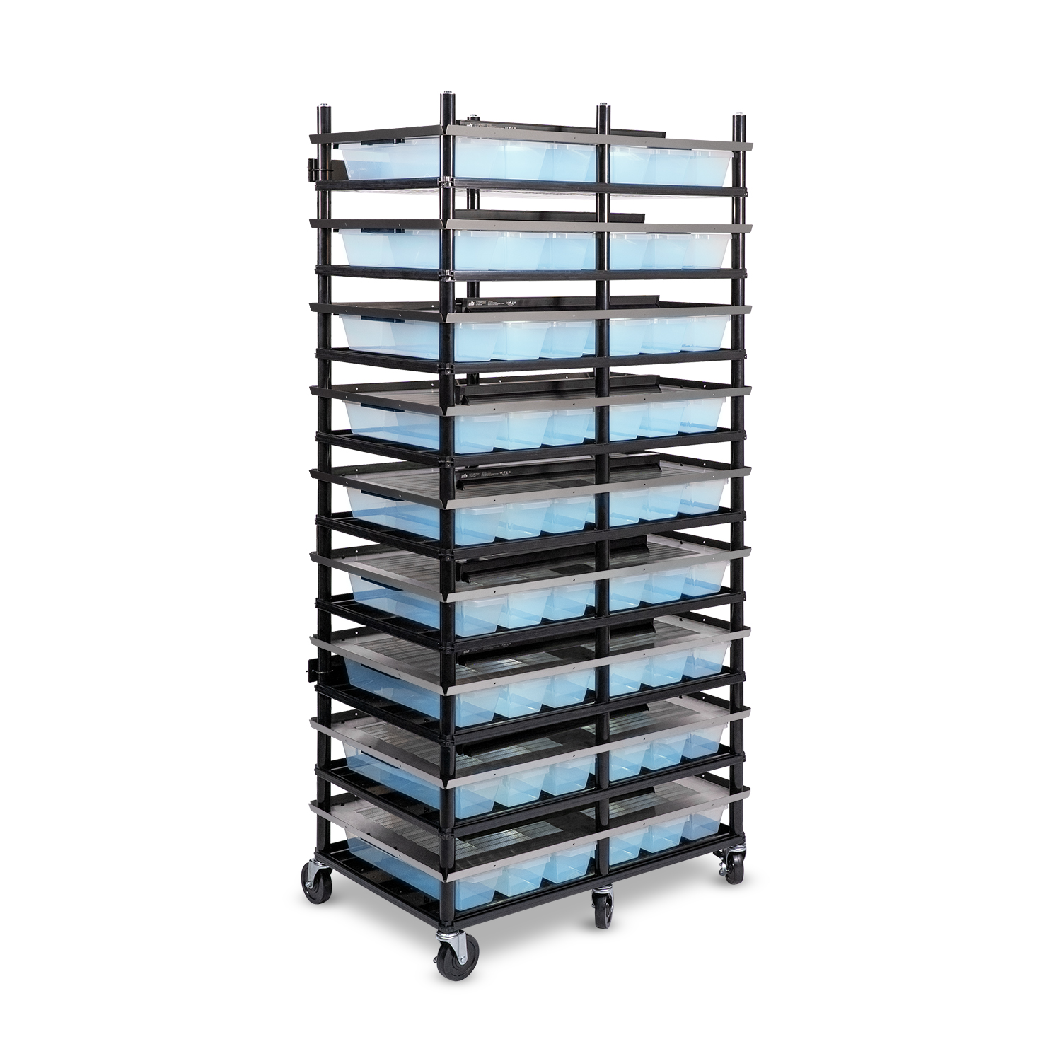 Vision Slotted Stainless Steel Reptile Versa-Rack - Low Profile Lighting - 9 Levels V15 Tubs