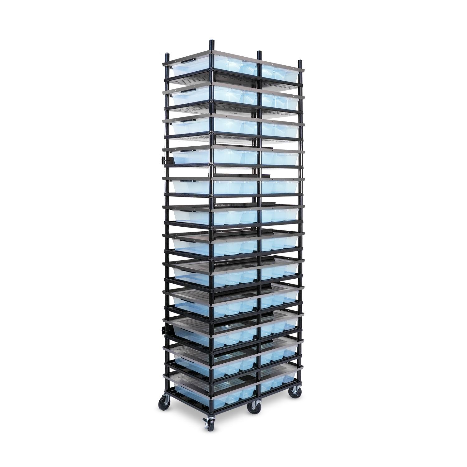 Vision Slotted Stainless Steel Reptile Versa-Rack - Low Profile Lighting - 12 Levels V15 Tubs