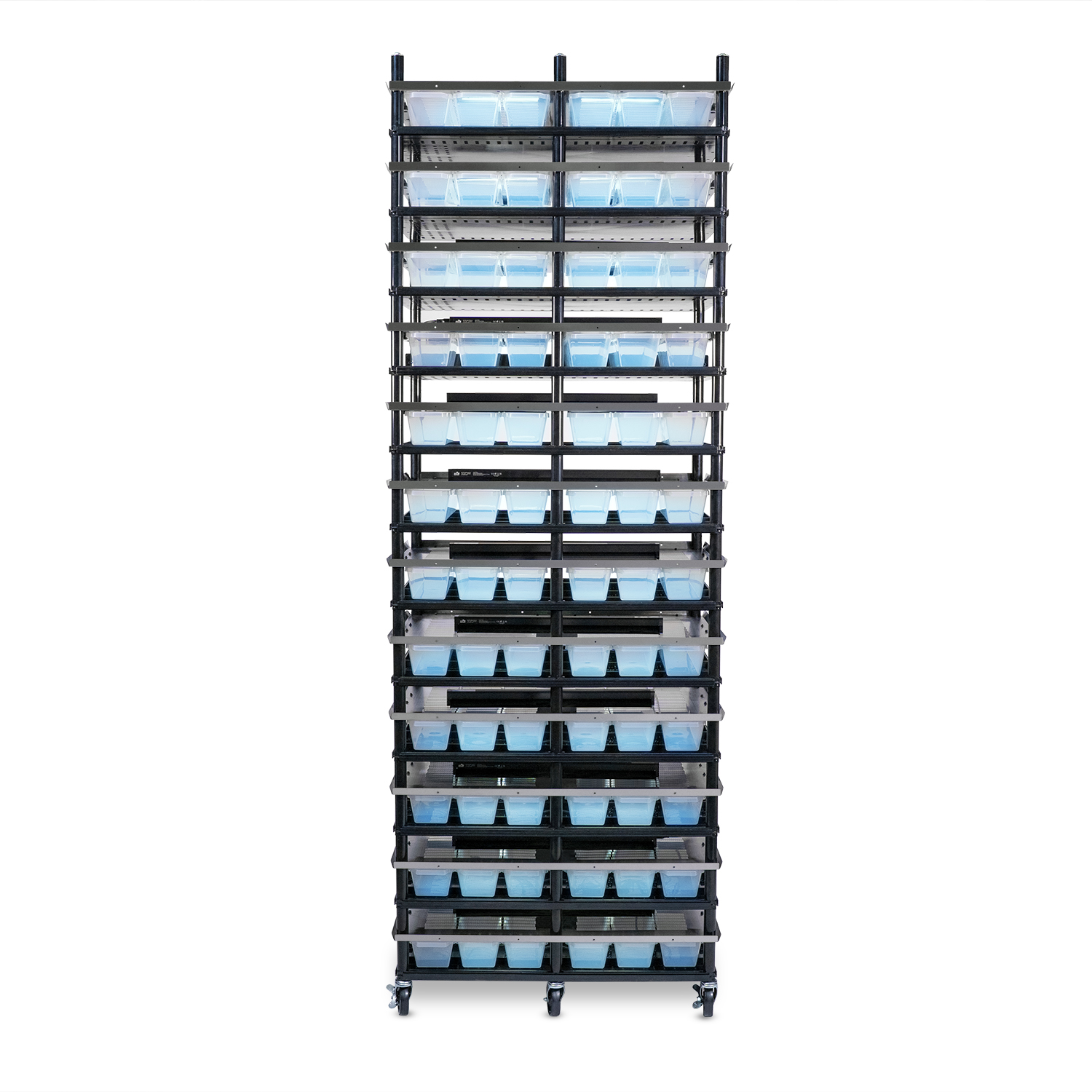 Vision Slotted Stainless Steel Reptile Versa-Rack - Low Profile Lighting - 12 Levels V15 Tubs