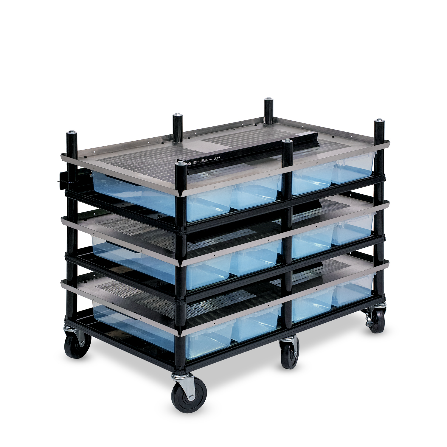 Vision Slotted Stainless Steel Reptile Versa-Rack - Low Profile Lighting - 3 Levels V18 Tubs