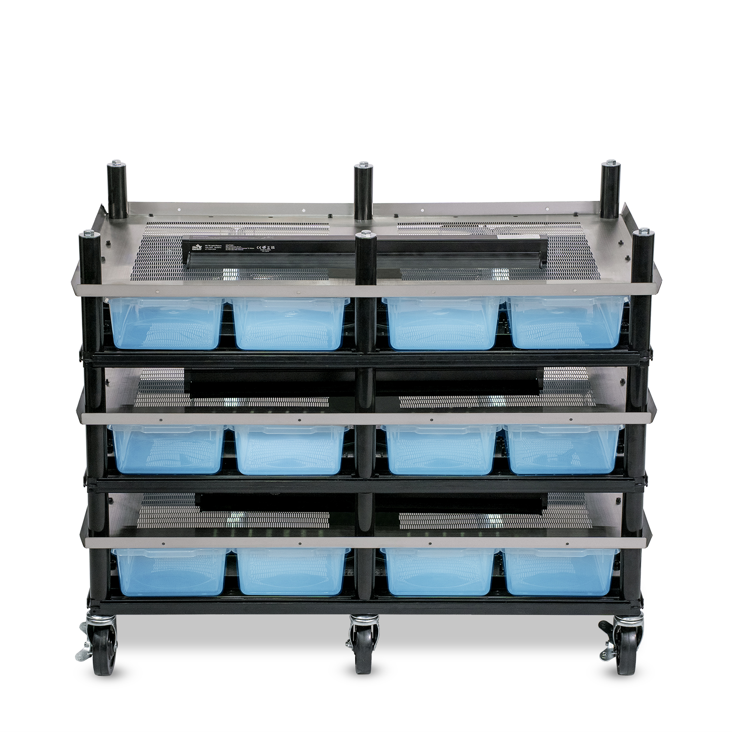 Vision Slotted Stainless Steel Reptile Versa-Rack - Low Profile Lighting - 3 Levels V18 Tubs