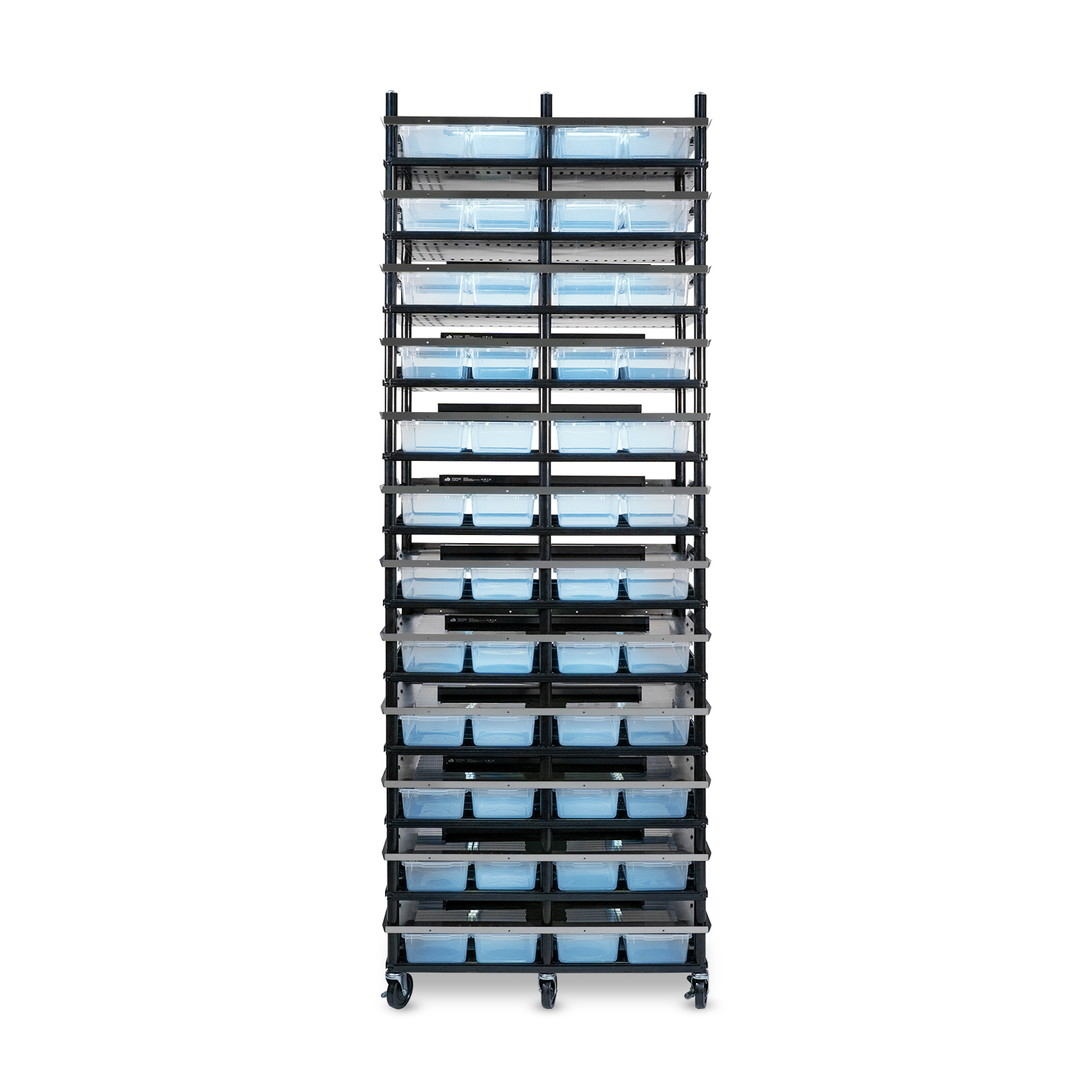 Vision Slotted Stainless Steel Reptile Versa-Rack - Low Profile Lighting - 12 Levels V18 Tubs