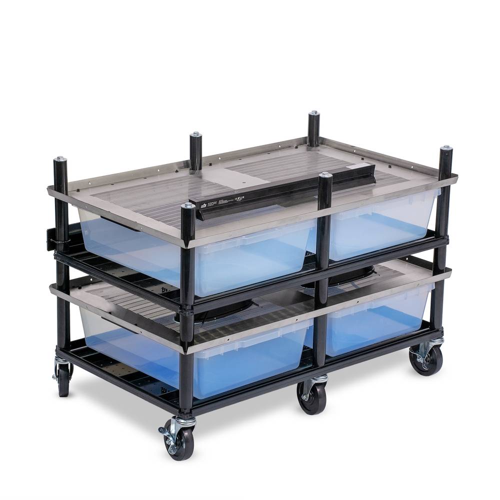 Vision Slotted Stainless Steel Reptile Versa-Rack - Low Profile Lighting - 2 Levels with V35 Tubs