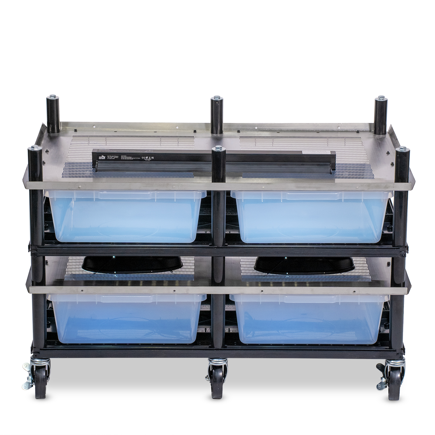 Vision Slotted Stainless Steel Reptile Versa-Rack - Low Profile Lighting - 2 Levels V35 Tubs