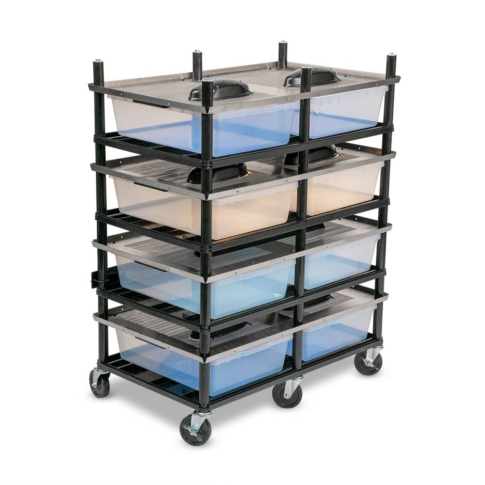 Vision Slotted Stainless Steel Reptile Versa-Rack - Low Profile Lighting - 4 Levels with V35 Tubs