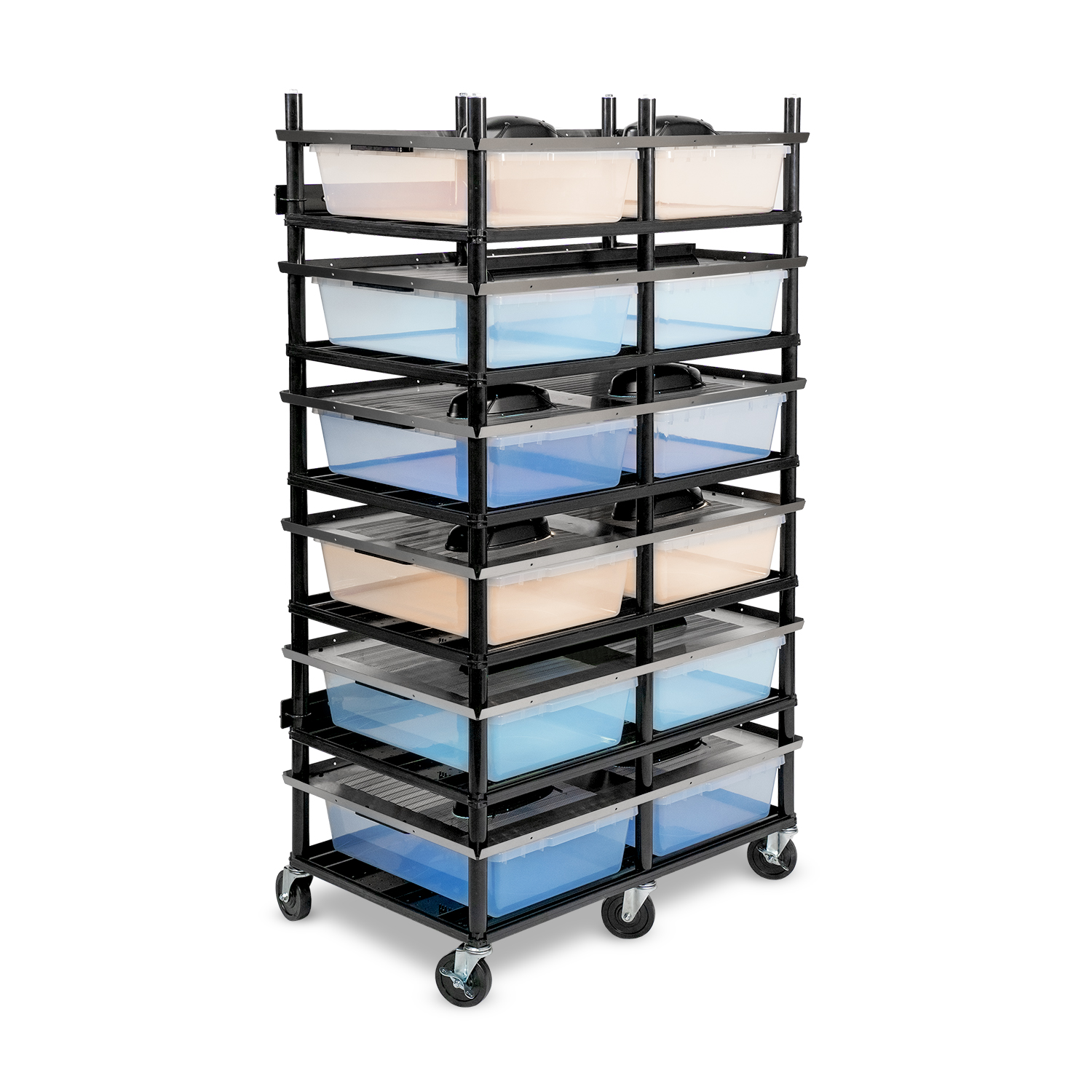 Vision Slotted Stainless Steel Reptile Versa-Rack - Low Profile Lighting - 6 Levels V35 Tubs