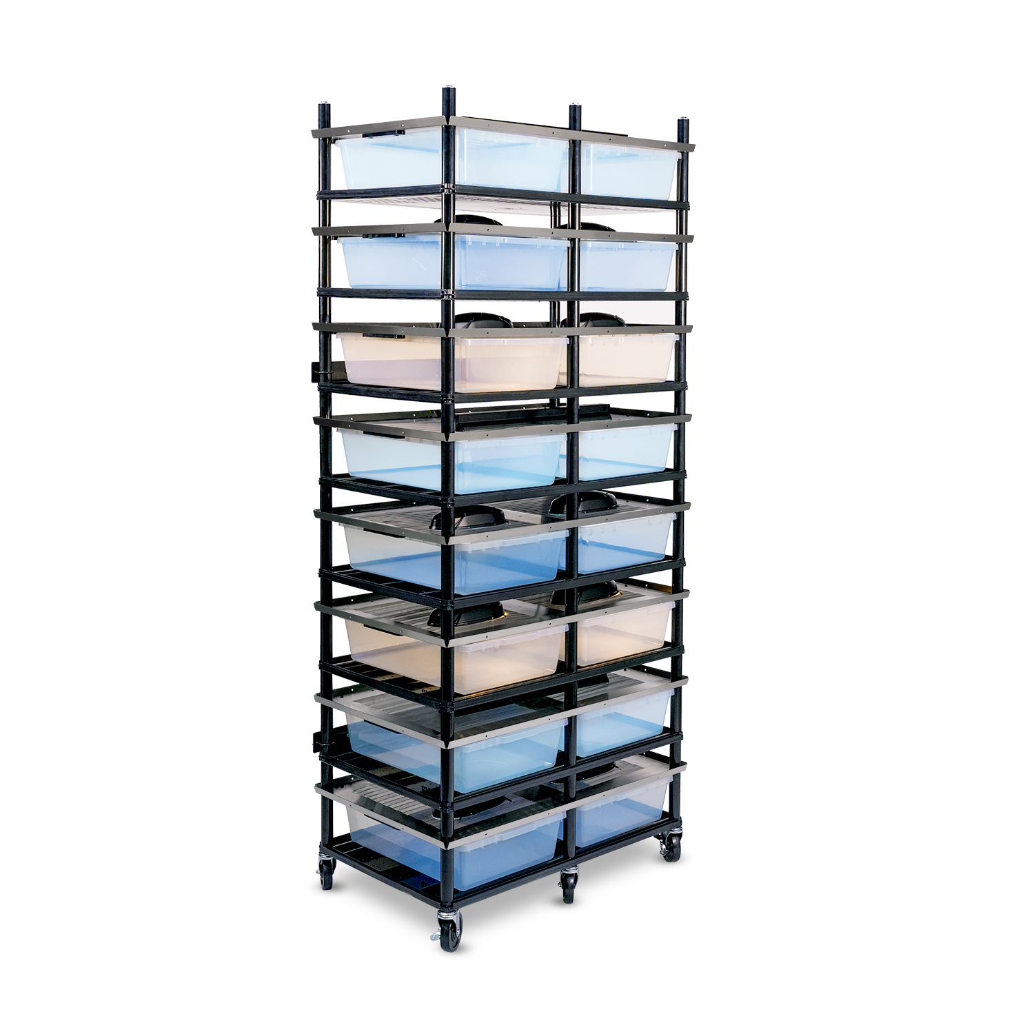 Vision Slotted Stainless Steel Reptile Versa-Rack - Low Profile Lighting - 8 Levels V35 Tubs