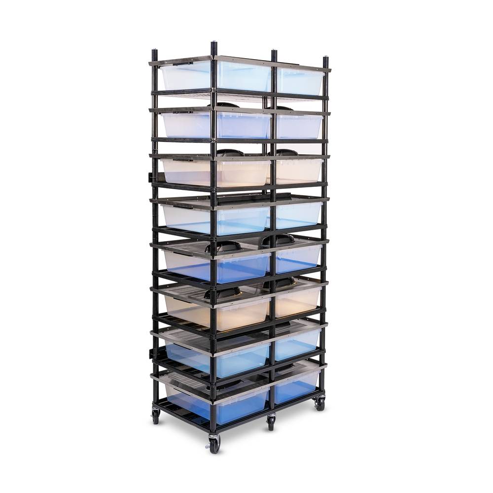 Vision Slotted Stainless Steel Reptile Versa-Rack - Low Profile Lighting - 8 Levels with V35 and V70 Tubs