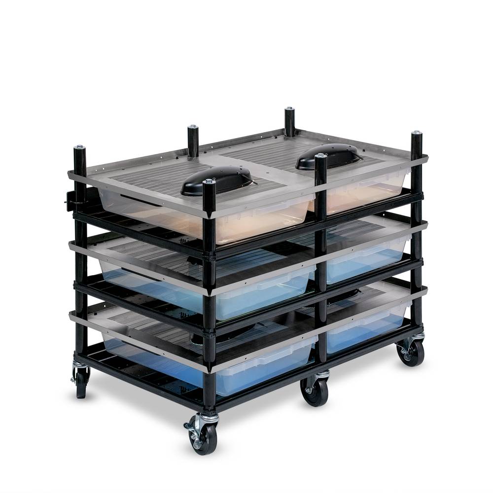 Vision Slotted Stainless Steel Reptile Versa-Rack - Low Profile Lighting - 3 Levels with V35S Tubs