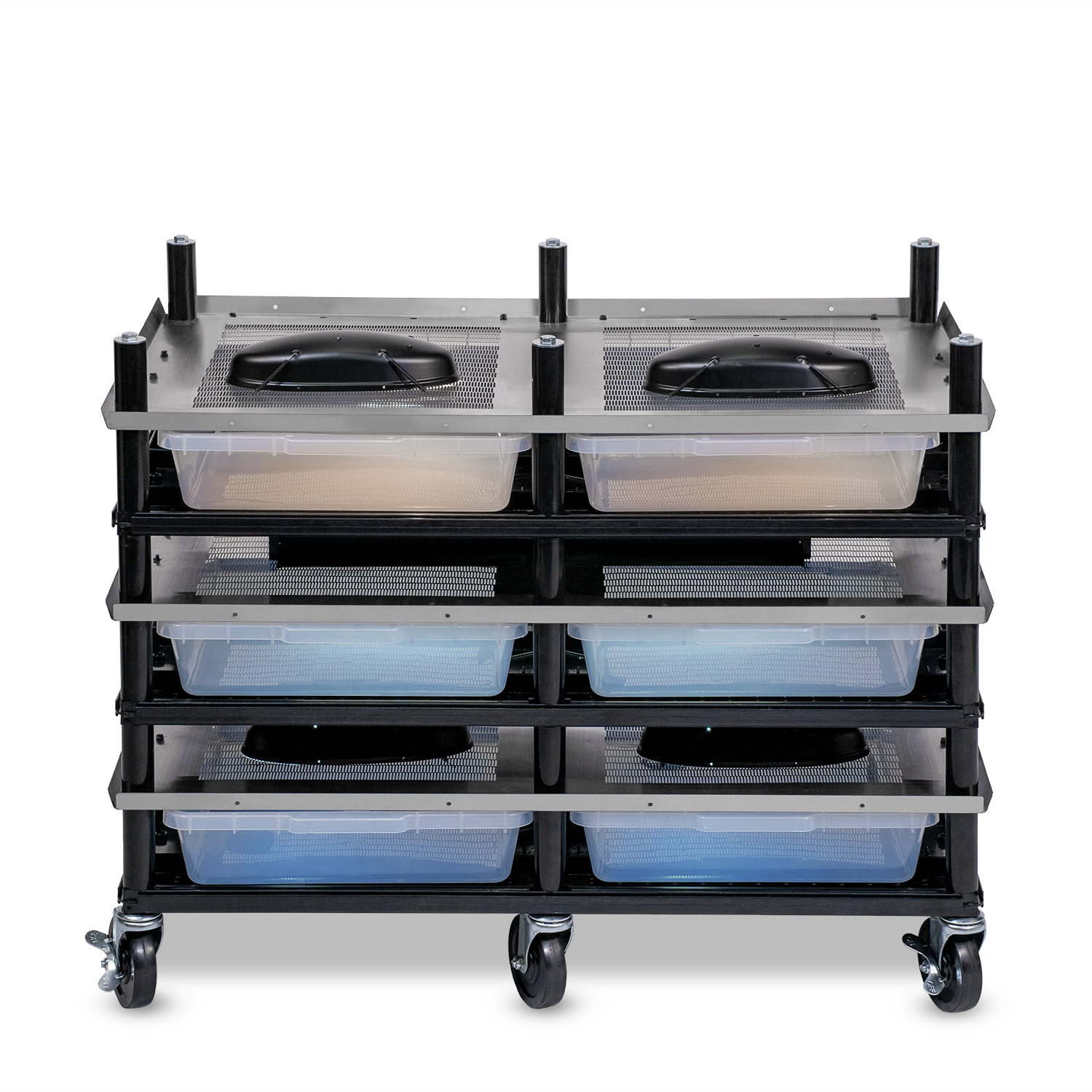 Vision Slotted Stainless Steel Reptile Versa-Rack - Low Profile Lighting - 3 Levels V35S Tubs