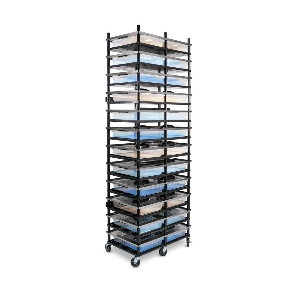 Vision Slotted Stainless Steel Reptile Versa-Rack - Low Profile Lighting - 12 Levels with V35S Tubs