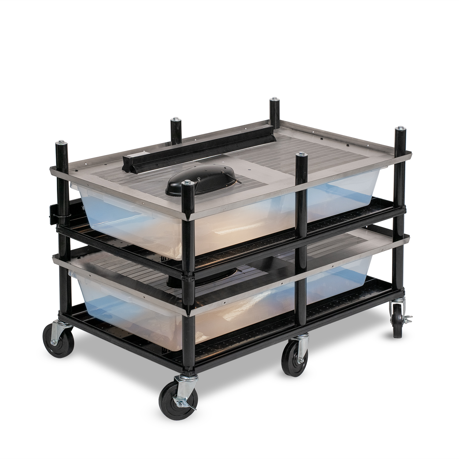 Vision Slotted Stainless Steel Reptile Versa-Rack - Low Profile Lighting - 2 Levels V70 Tubs