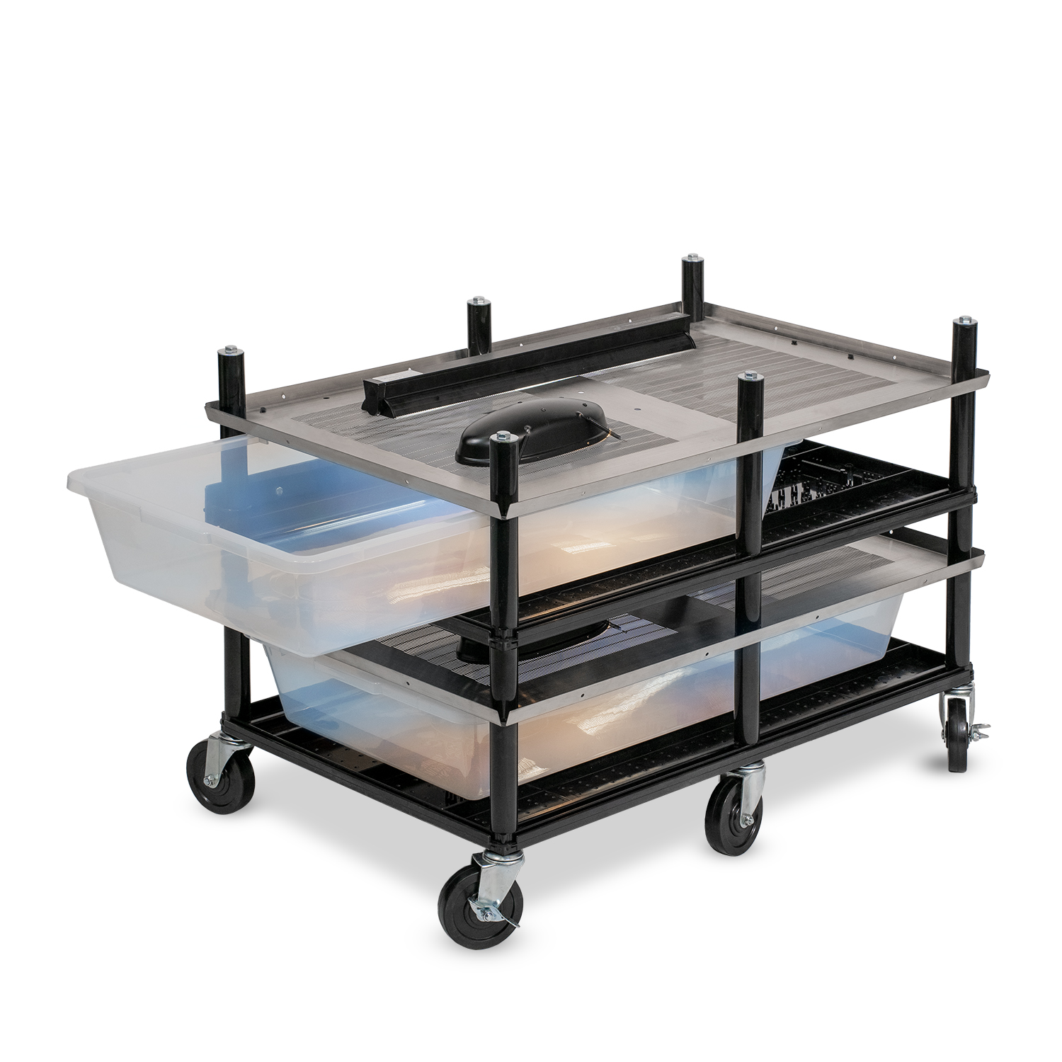 Vision Slotted Stainless Steel Reptile Versa-Rack - Low Profile Lighting - 2 Levels V70 Tubs