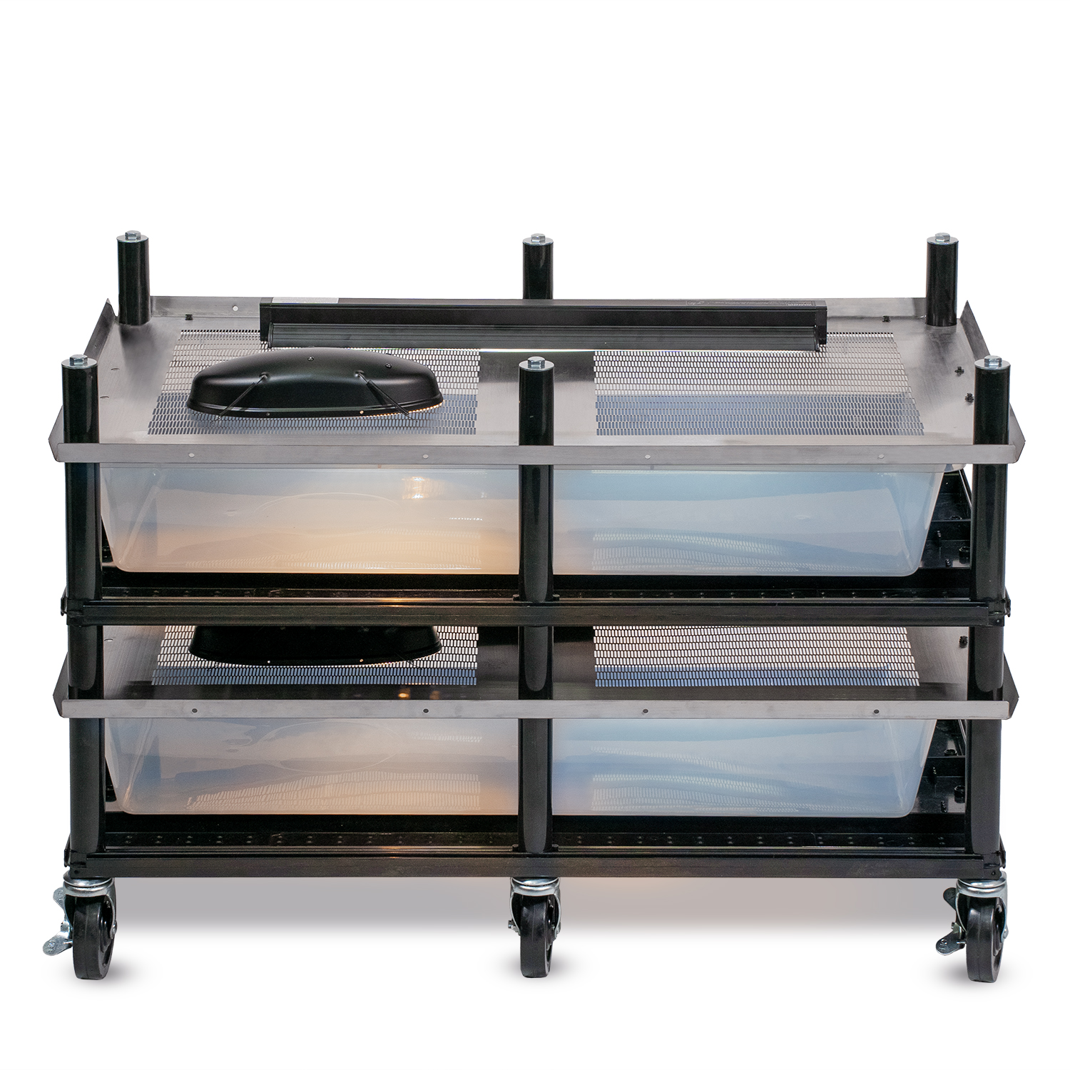 Vision Slotted Stainless Steel Reptile Versa-Rack - Low Profile Lighting - 2 Levels V70 Tubs