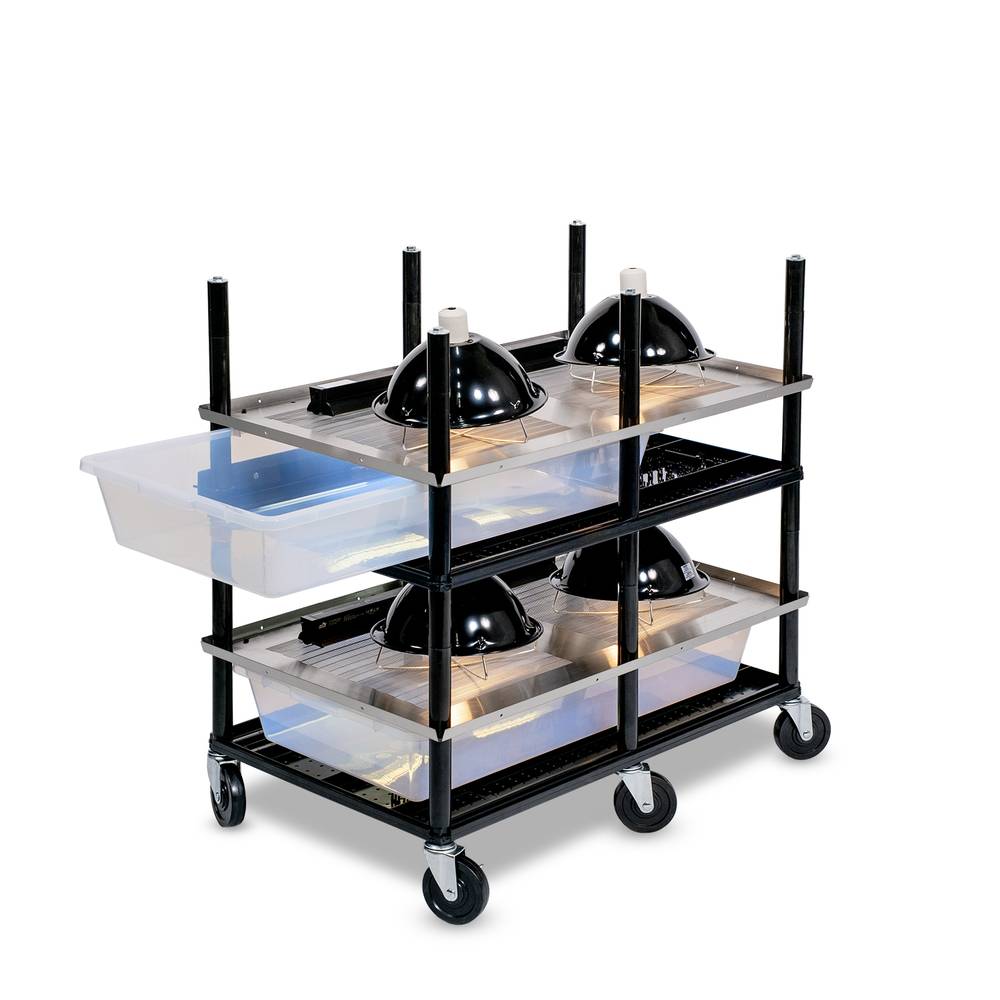 Vision Slotted Stainless Steel Reptile Versa-Rack - High Profile Lighting - 2 Levels V70 Tubs