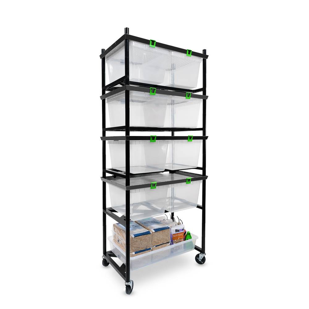 Vision 2X Double Wide 2 Section Supply Tray Rodent Versa Rack Angle