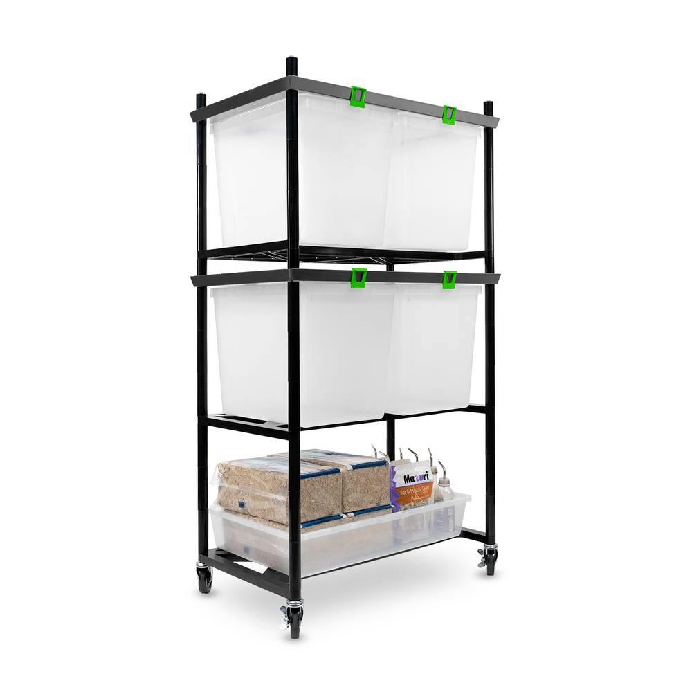 Vision Double Wide 3X 2 Section V35 Supply Tray Rodent Versa Rack Angle